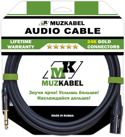 Аудио кабель MUZKABEL SJXMK2 - 15 метров, XLR (папа) - JACK (стерео)