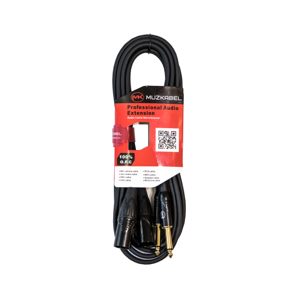 Аудио кабель MUZKABEL AMC126 - 6 метров, 2JACK (моно) - 2XLR (папа)