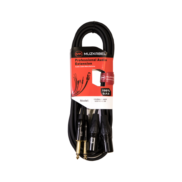 Аудио кабель MUZKABEL AMC126 - 6 метров, 2JACK (моно) - 2XLR (папа)