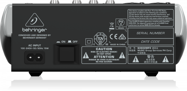 Микшер аналоговый Behringer XENYX QX602MP3