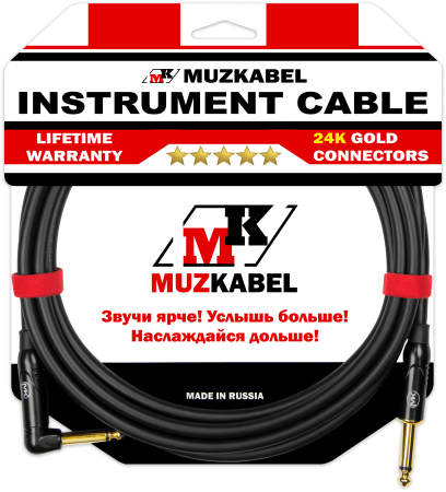 Гитарный кабель MUZKABEL CJXMK3(R) - 2 метра, JACK - JACK (Угловой)