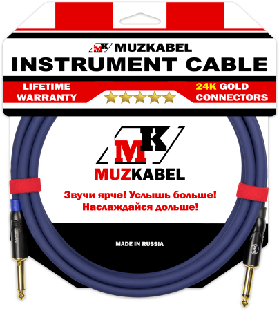 Гитарный кабель MUZKABEL JFNIK4S(RX) - 1,5 метра, JACK - JACK (Отсечка)